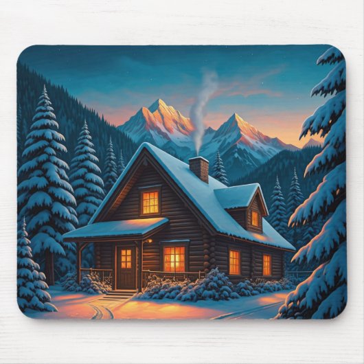 Winter / Gemütliche Winterkabine Mouse-Polster Mousepad (Vorne)