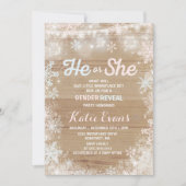 Winter Gender offenbaren Einladung rustikale Aufde (Vorderseite)