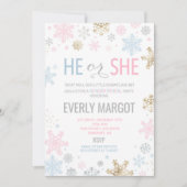 Winter Gender Reveal Baby Shower Einladung (Vorderseite)