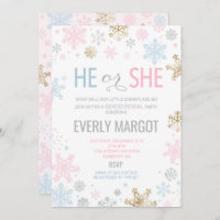 Winter Gender Reveal Baby Shower Einladung