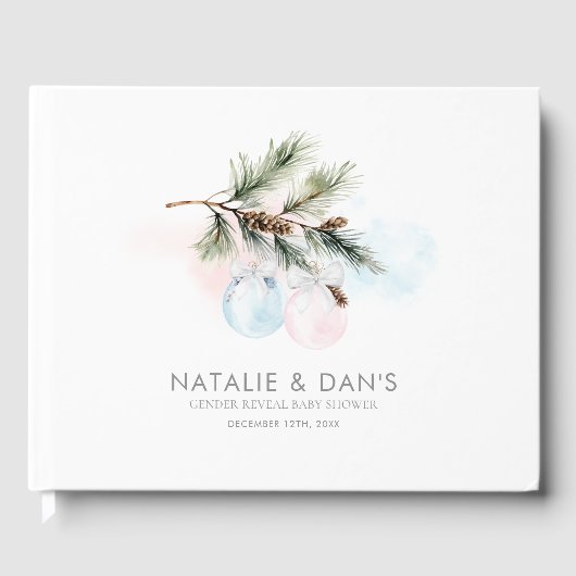 Winter Gender Reveal Baby Shower Gästebuch (Vorderseite)