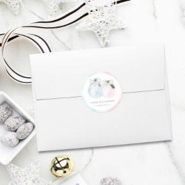 Winter Gender Reveal Baby Shower Runder Aufkleber