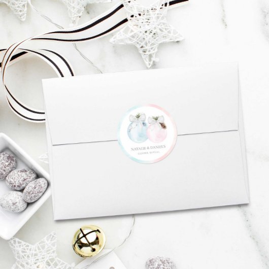 Winter Gender Reveal Baby Shower Runder Aufkleber