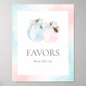Winter Gender Reveal Baby Shower Sign Poster (Vorne)