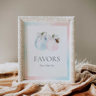 Winter Gender Reveal Baby Shower Sign Poster