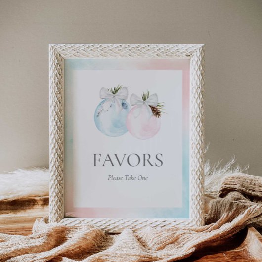 Winter Gender Reveal Baby Shower Sign Poster