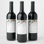 Winter Gender Reveal Baby Shower Wine Label Set Weinetikett (Flaschen)
