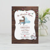 Winter Gender Reveal Einladung Adventure beginnt (Stehend Vorderseite)