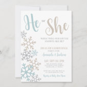 Winter-Genderoffenbarung Snowflake Einladung (Vorderseite)