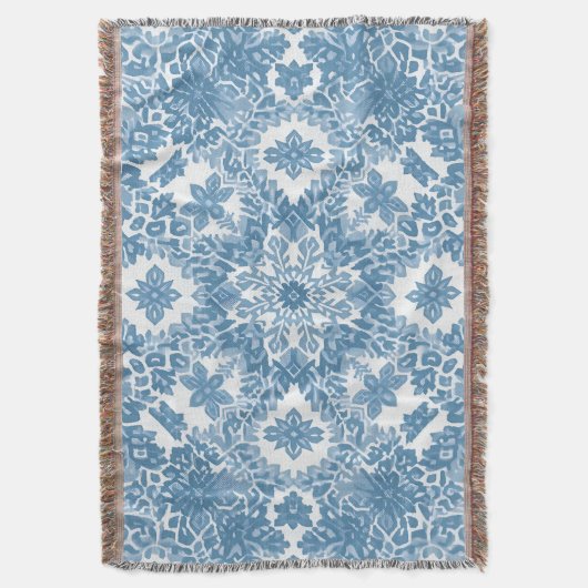 Winter Geometric Icy Blue Snowflake Pattern Decke (Vorderseite Vertikal)