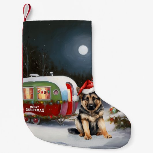 Winter German Shepherd Caravan Weihnachtsabenteuer Kleiner Weihnachtsstrumpf (Vorderseite)