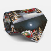 Winter German Shepherd Caravan Weihnachtsabenteuer Krawatte (Gerollt)