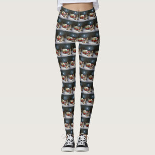 Winter German Shepherd Caravan Weihnachtsabenteuer Leggings
