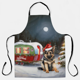 Winter German Shepherd Caravan Weihnachtsabenteuer Schürze
