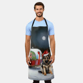 Winter German Shepherd Caravan Weihnachtsabenteuer Schürze (Getragen)