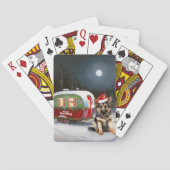 Winter German Shepherd Caravan Weihnachtsabenteuer Spielkarten (Rückseite)