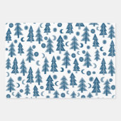 Winter-Geschenk im Blau-Weiß-Baum-Muster Geschenkpapier Set (Vorderseite)