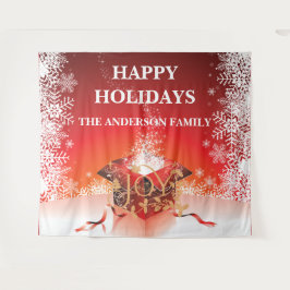 Winter Geschenkboxen überrascht Schneeflocken Rote Wandteppich