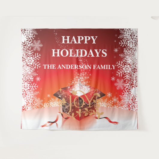 Winter Geschenkboxen überrascht Schneeflocken Rote Wandteppich (Vorderseite (Horizontal))