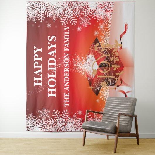 Winter Geschenkboxen überrascht Schneeflocken Rote Wandteppich (Beispiel)