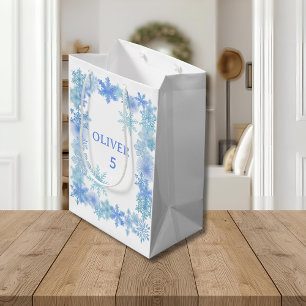 Winter-Geschenktüte, Minimalistischer Schneeflocke Mittlere Geschenktüte
