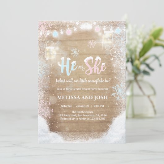 Winter Geschlecht offenbart Einladung Kalten Außen (Stehend Vorderseite)