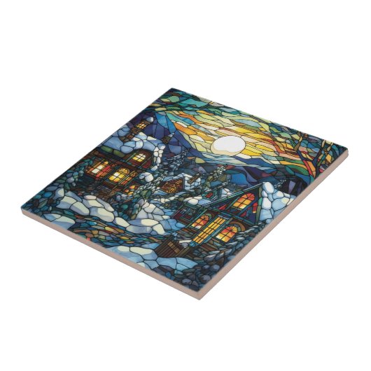 Winter gesteinigte Glaswand Fliese (Seite)