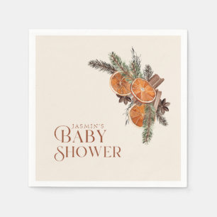 Winter getrocknete Orange Zimt Baby Shower Serviette