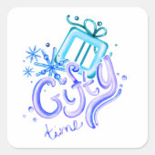 Winter Gifty Time Stickers with Gift and Snowflake (Vorderseite)