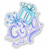 Winter Gifty Time Stickers with Gift and Snowflake Aufkleber (Vorderseite)