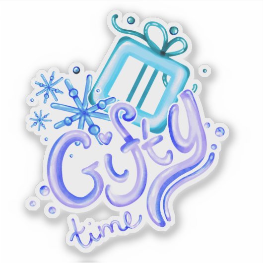 Winter Gifty Time Stickers with Gift and Snowflake Aufkleber (Vorderseite)
