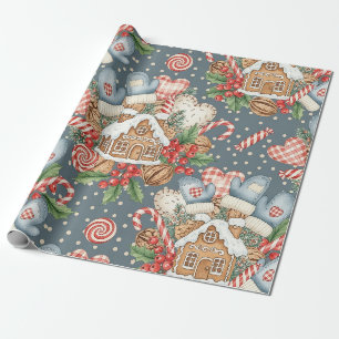Winter-Gingerbread-Häuschen - Handschuhe Geschenkpapier