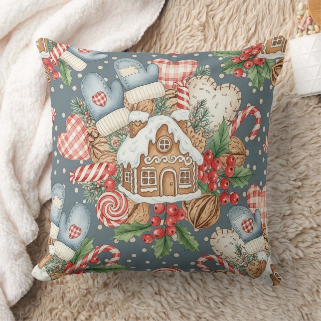 Winter-Gingerbread-Häuschen - Handschuhe Kissen (Decke)