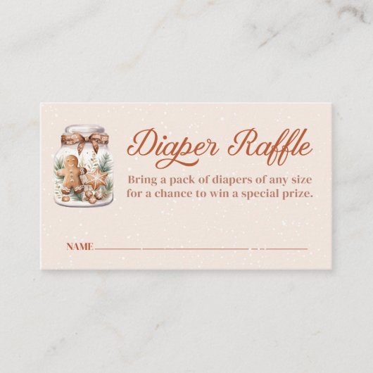 Winter Gingerbread Man Baby Shower Diaper Raffle Begleitkarte (Vorderseite)