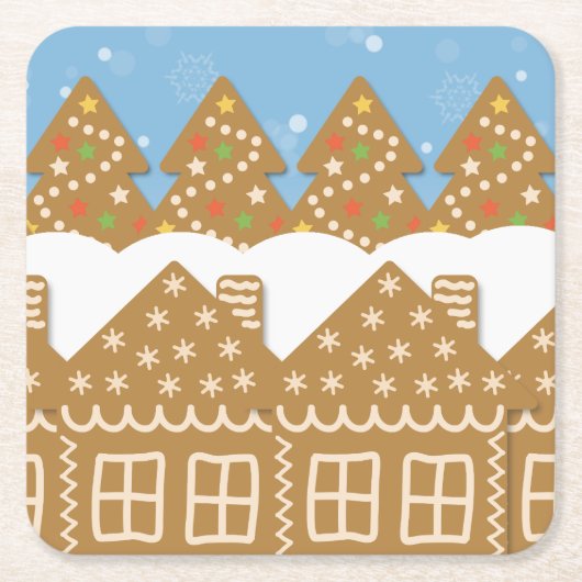 Winter Gingerbread Street Rechteckiger Pappuntersetzer (Vorderseite)