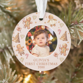 Winter Gingerbrot Baby First Christmas Foto Ornament