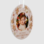 Winter Gingerbrot Baby First Christmas Foto Ornament (Vorderseite)
