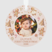 Winter Gingerbrot Baby First Christmas Foto Ornament (Rückseite)