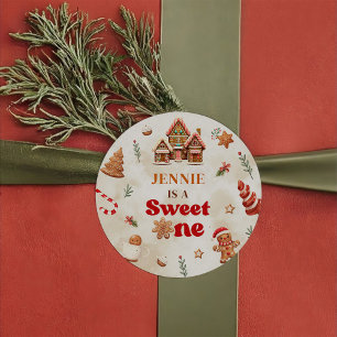 Winter Gingerbrot Haus Weihnachten 1. Geburtstag Runder Aufkleber