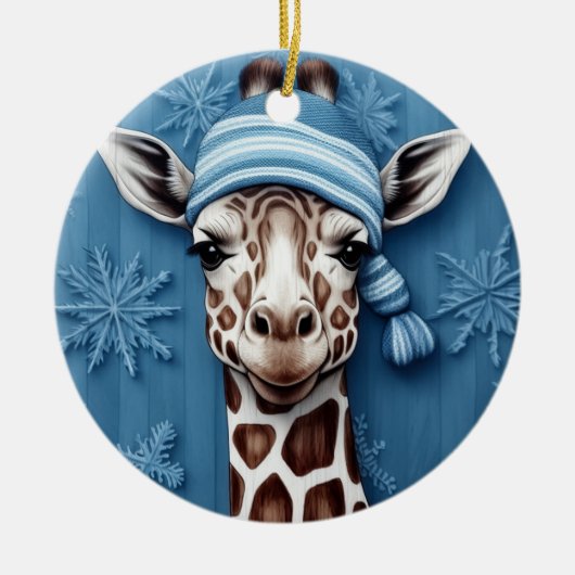 Winter Giraffe Snowflake Ornament (Vorne)