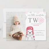 Winter Girl 2. Geburtstag Foto Einladung (Vorderseite)