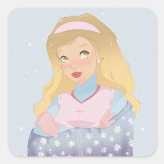Winter Girl Art Print | Soft Seasonal Art Sticker