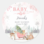 Winter Girl Baby It's Cold Outside Dusche Gefallen Runder Aufkleber (Vorderseite)