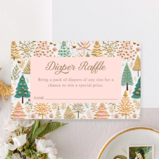 Winter Girl Baby Showdiaper Raffle Ticket Begleitkarte