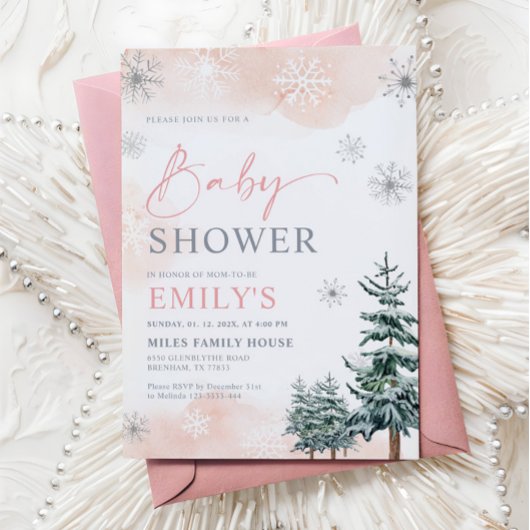 Winter Girl Baby Shower Einladung