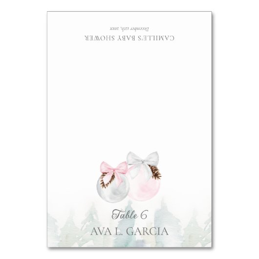 Winter Girl Baby Shower Place Card Tischnummer (Vorderseite)