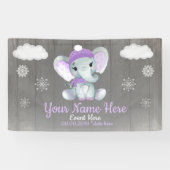Winter Girl Elephant Hintergrund Lila Schneeflocke Banner (Horizontal)