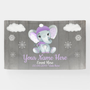 Winter Girl Elephant Hintergrund Lila Schneeflocke Banner