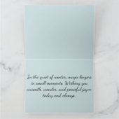 Winter Girl mit Vogel in Blue Floral Coat Karte (Innenseite)