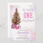 Winter Girl Onederland Einladung zum Geburtstag (Vorne/Hinten)